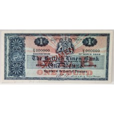 SCOTLAND 1962 . ONE 1 POUND BANKNOTE . SPECIMEN